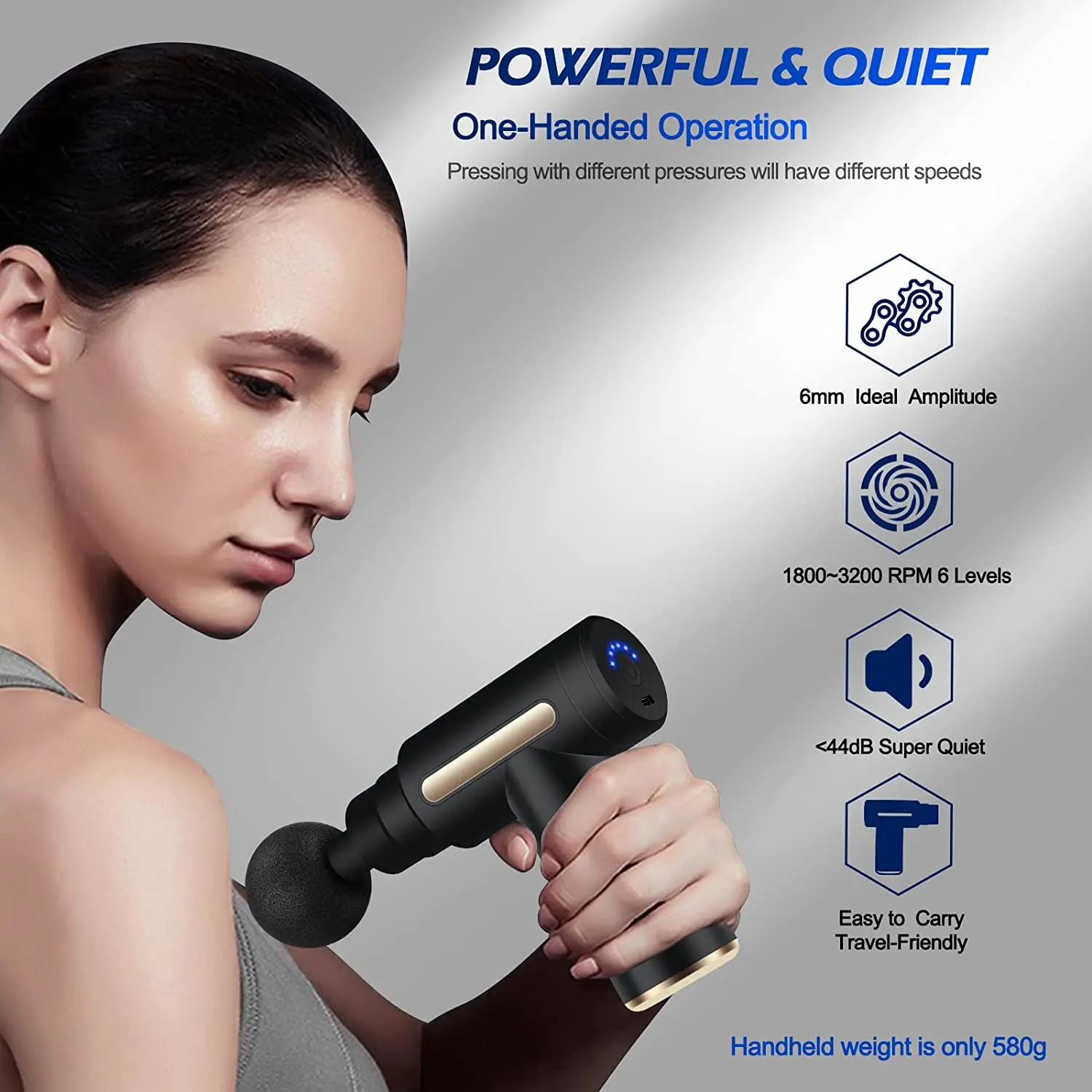 Phenitech Super Mini Massage Gun, Percussion Deep Tissues Muscle Massager, Travel Massage Gun for Office Gifts