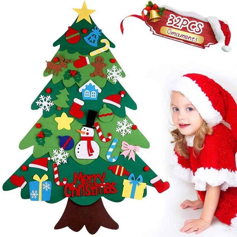 
Logo custom Christmas tree felt decoration wholesale felt ball Christmas tree manufacturer table felt Christmas tree 