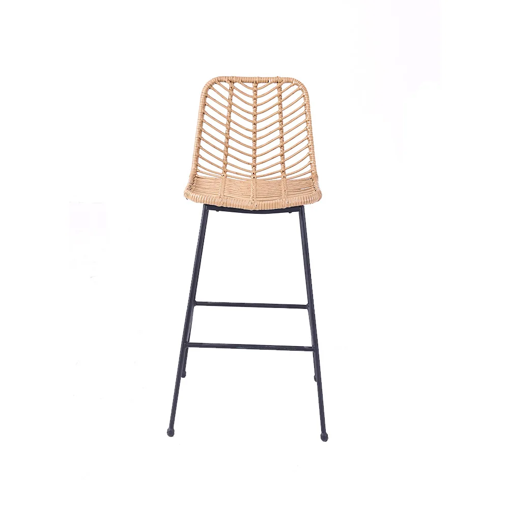 2024 Hot sale man-made rattan high chair PE rattan bar stool outdoor furniture rattan chair