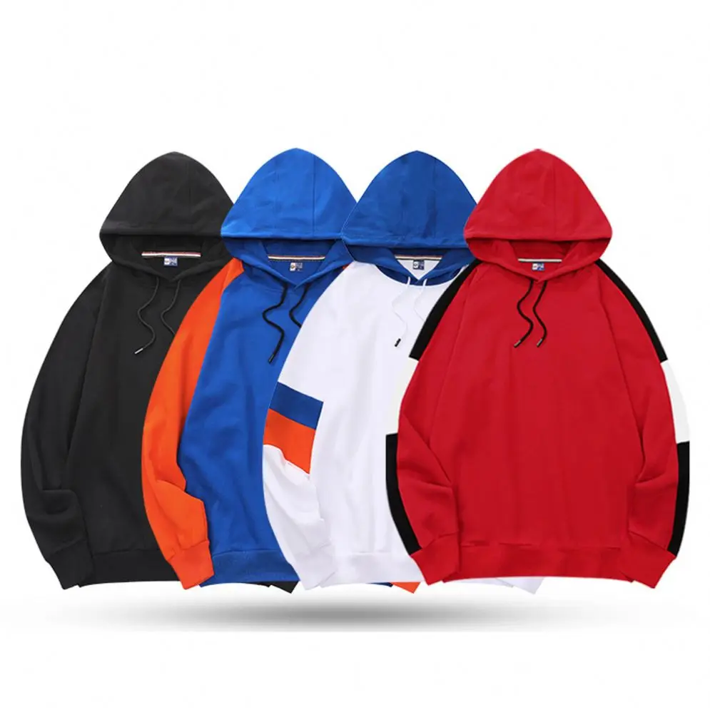 Multi Color Hoodie Custom Logo Color Block Hoodie Unisex Custom Fleece Fabric Splicing Collision Color Street Wear Sweatershirt/