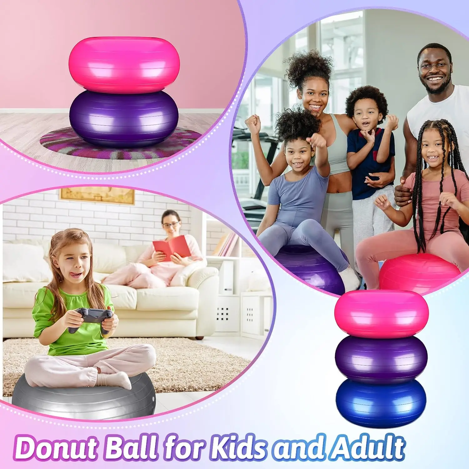 Exercise Ball Chairs Inflatable Yoga Ball Chairs Flexible Donut Ball Chairs Classroom Elementary Balance Stability Training