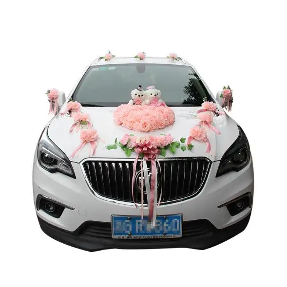 Искусственный автомобильный цветок на заказ, свадебное украшение автомобиля, искусственные шелковые розы, цветы для свадебного украшения автомобиля