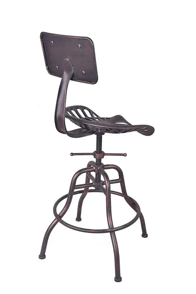 Industrial tractor seat bar stool  iron bar stool with back rest bar chair