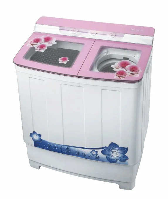 Double barrel semi-automatic household washing machine