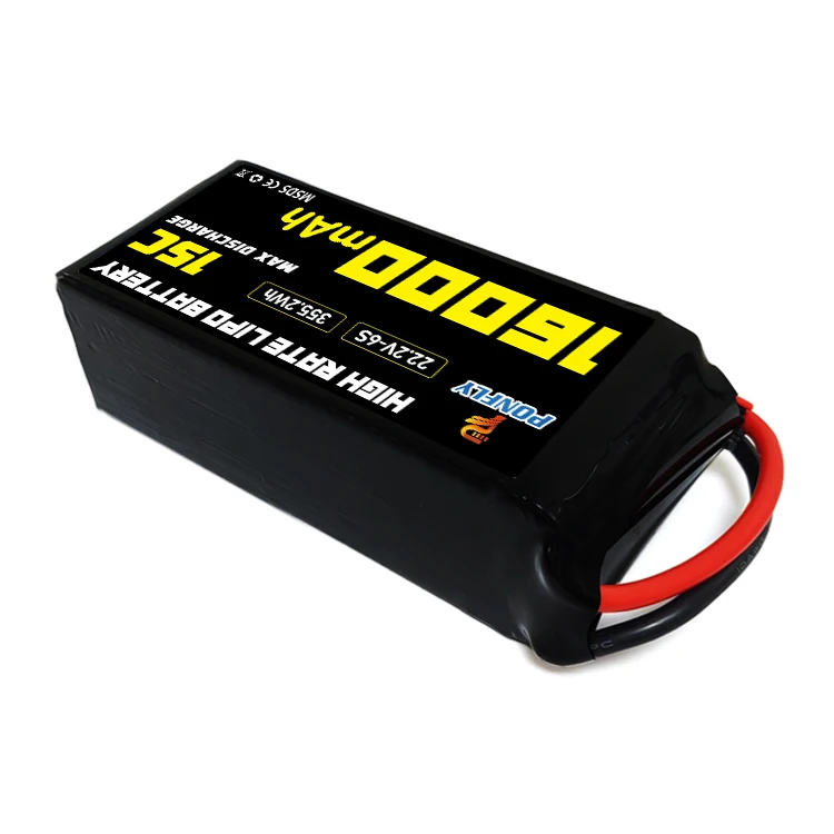 PONFLY High Capacity Battery Fpv Drone Battery 22.2V 6S 16000mAh 15C 30C Lipo Battery for Car Helicopter Quadcopter Manufacturer