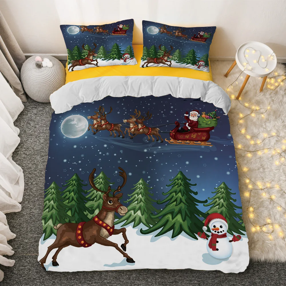 3D digital printed christmas series customized polyester realistic duvet cover 3d printed