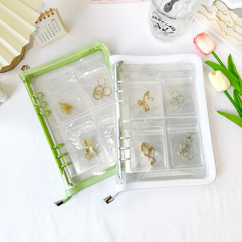 Transparent jewelry storage book pvc jewelry sealed bag anti-oxidation large capacity simple necklace earring collection book pp