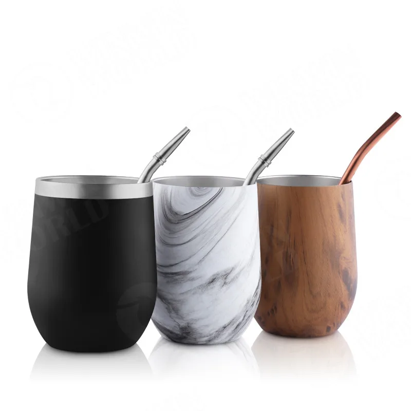 Modern Yerba Mate Cup And Bombilla Set -Yerba Mate Set includes Double Walled 18/8 Stainless Steel Mate Tea Cup