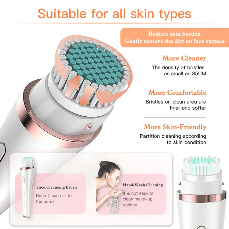 5 in 1 mini face cleaning exfoliator spin brush Beauty Care Massage Electric Facial Cleansing Brush, Skin Care Face Massager