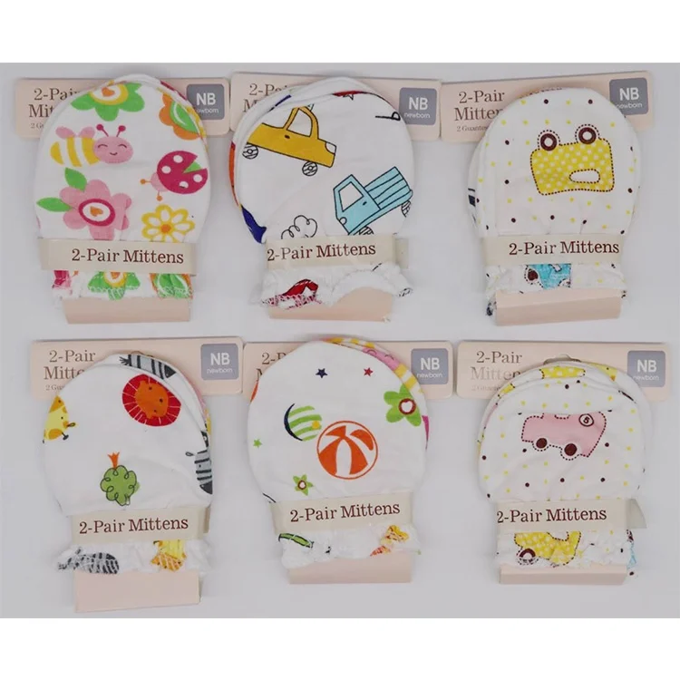 Factory price 24 Pairs Newborn Baby Cotton No Scratch Mittens 0-6 Months Boys Girls infant baby gloves