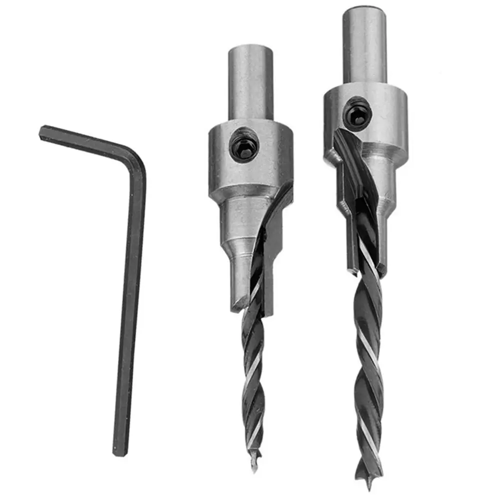 
Latest 2Pcs/set 3 Steps Countersink Drill Bit Pilot Drill Bits Set Screw Hinge Hole Saw Chamfer 4-6 5-7mm Steps 8mm Shank 