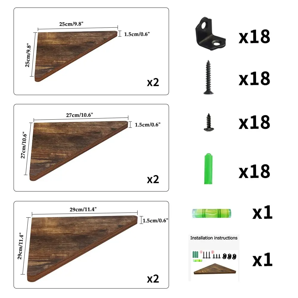 Corner shelf bathroom wall storage holder Rustic Wood Wall Shelves for Bathroom Kitchen Bedroom Living Room Office Nursery