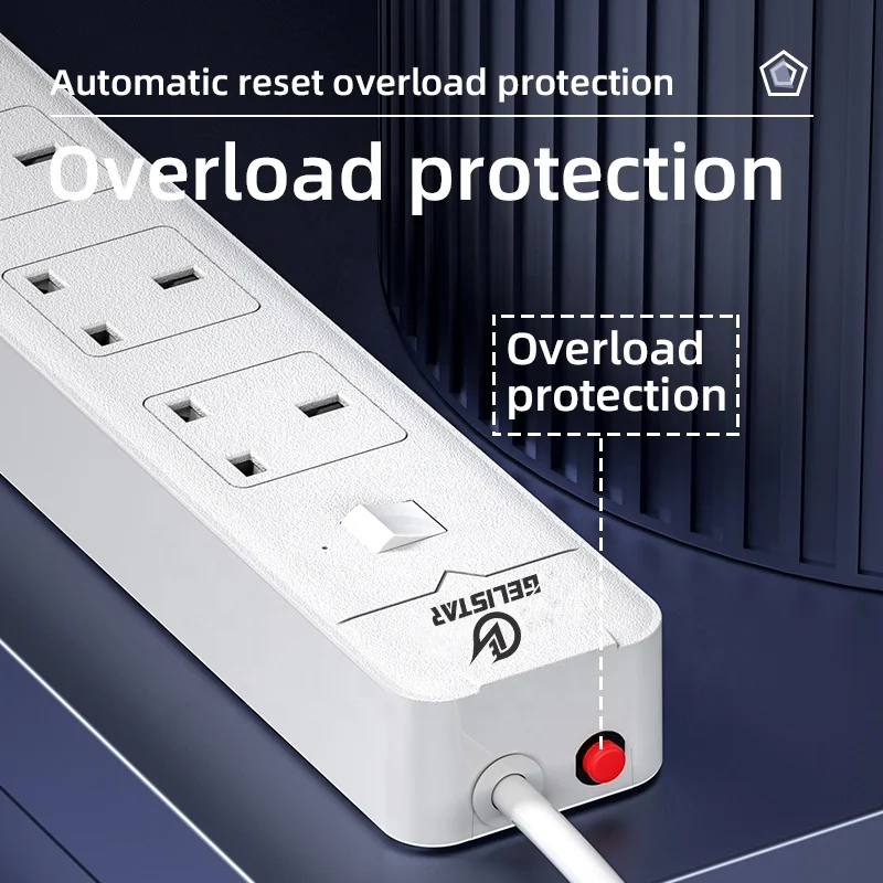 UK Standard Quick Charge Multi-way extension lead Surge Protector power strip with usb extension socket