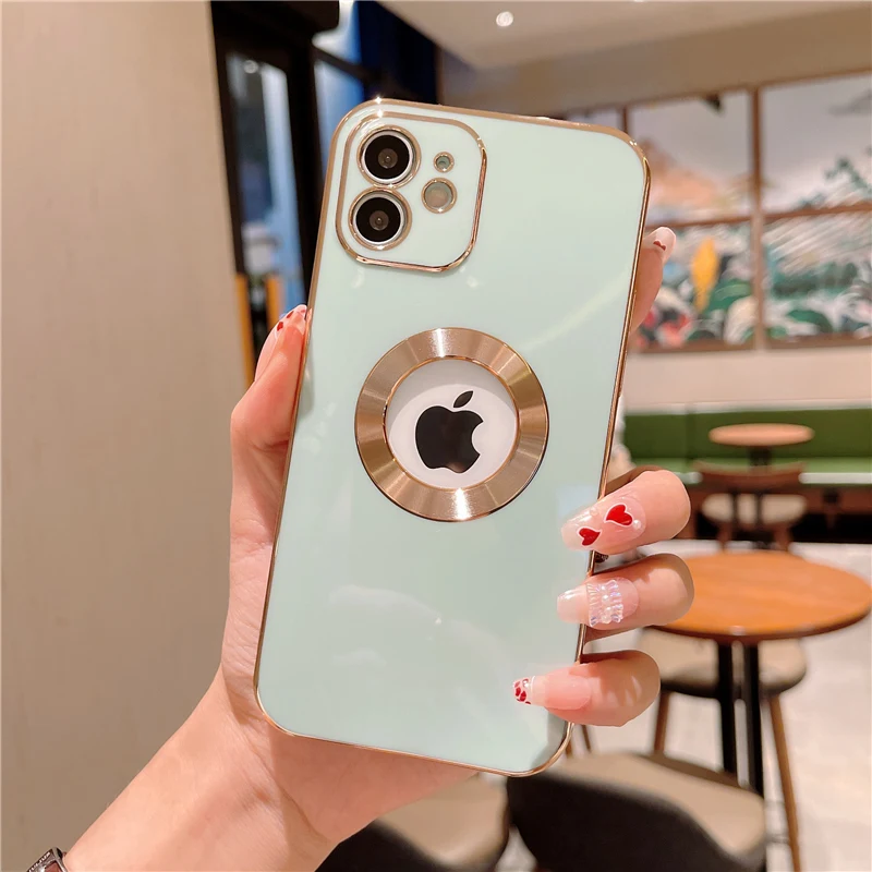 For iPhone13 12 11 Pro Max Funda Phone Case Electroplating Luxury TPU Silicon Case Lens Protector CD Pattern Mobile Cover Case