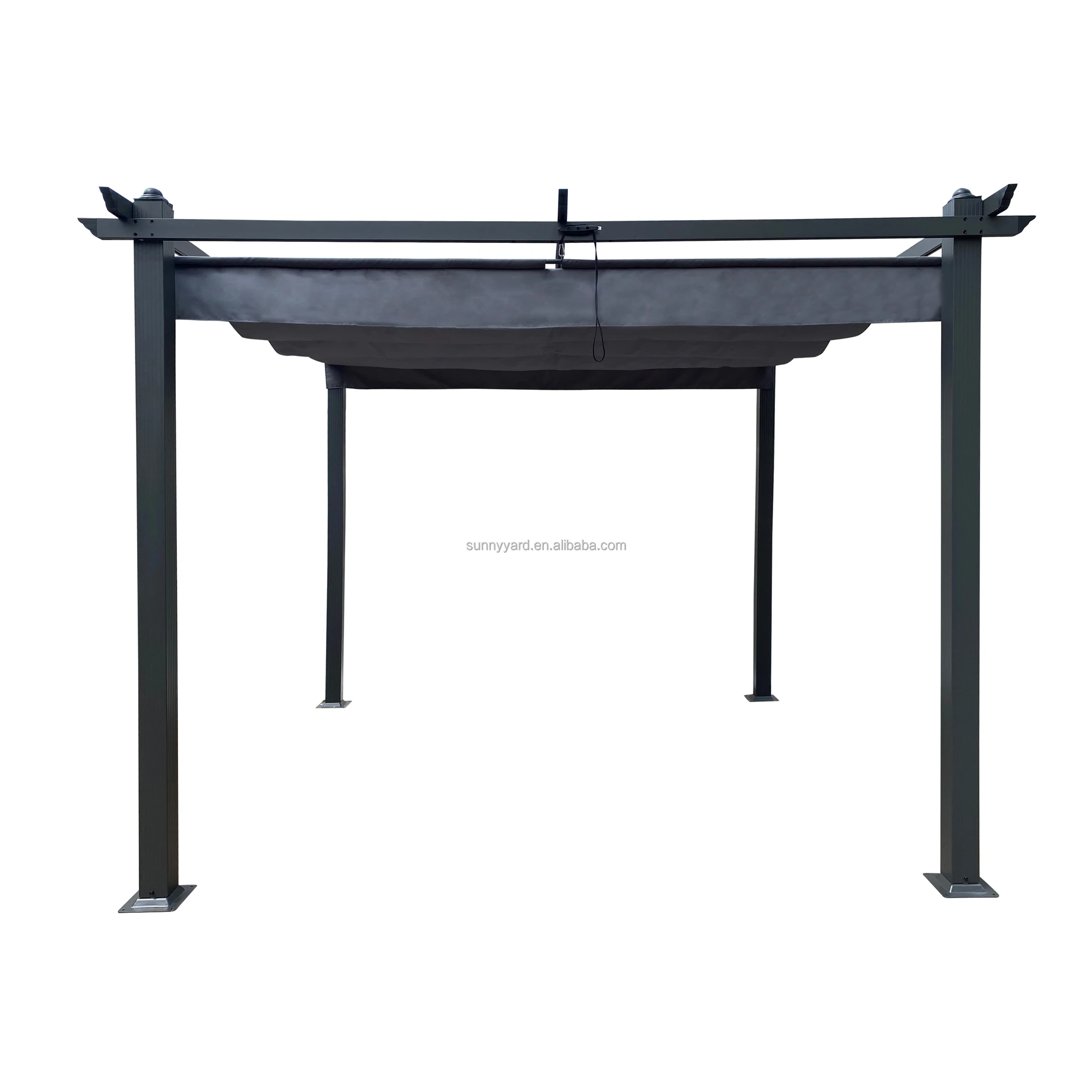 Outdoor Aluminium Gazebo with Retractable Sliding Sunshad Canopy water Proof Awning Pergola