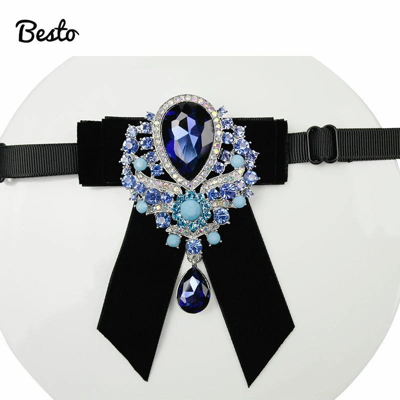 Rhinestones Crystal Bow tie for Men Handmade Velvet Bow ties for Women Diamond Bow Tie for Wedding