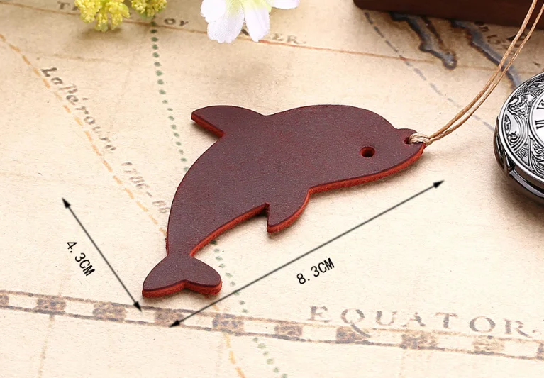 Handmade Vintage Genuine Leather Dolphins Bookmarks for Gifts