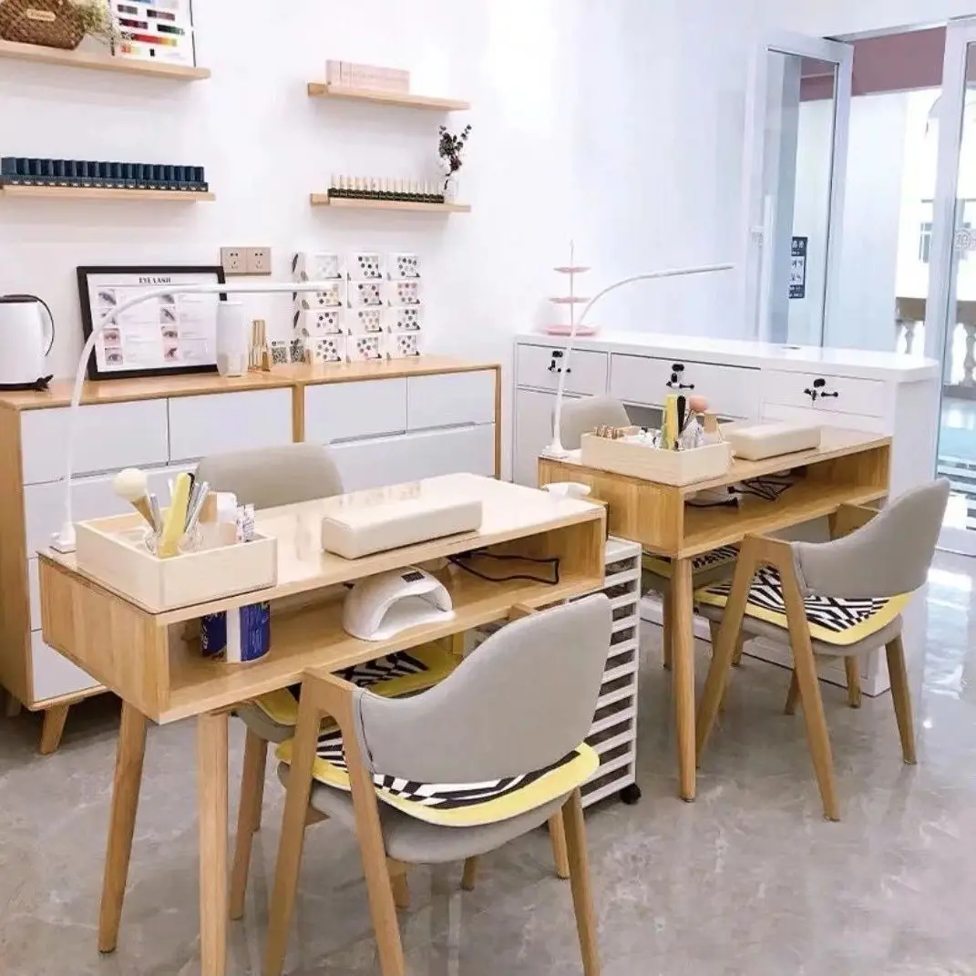 modern high quality white nail polish rack drawers table manicure table with fan