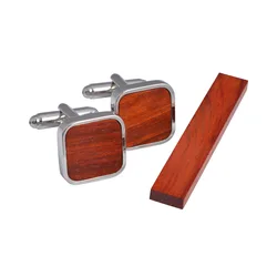 Wholesale Natural Red Wood Premium Cufflinks Tie Clip Gift Set Custom Mens Business Suit Shirt Tie Bar Wedding Tuxedo Tie Pin