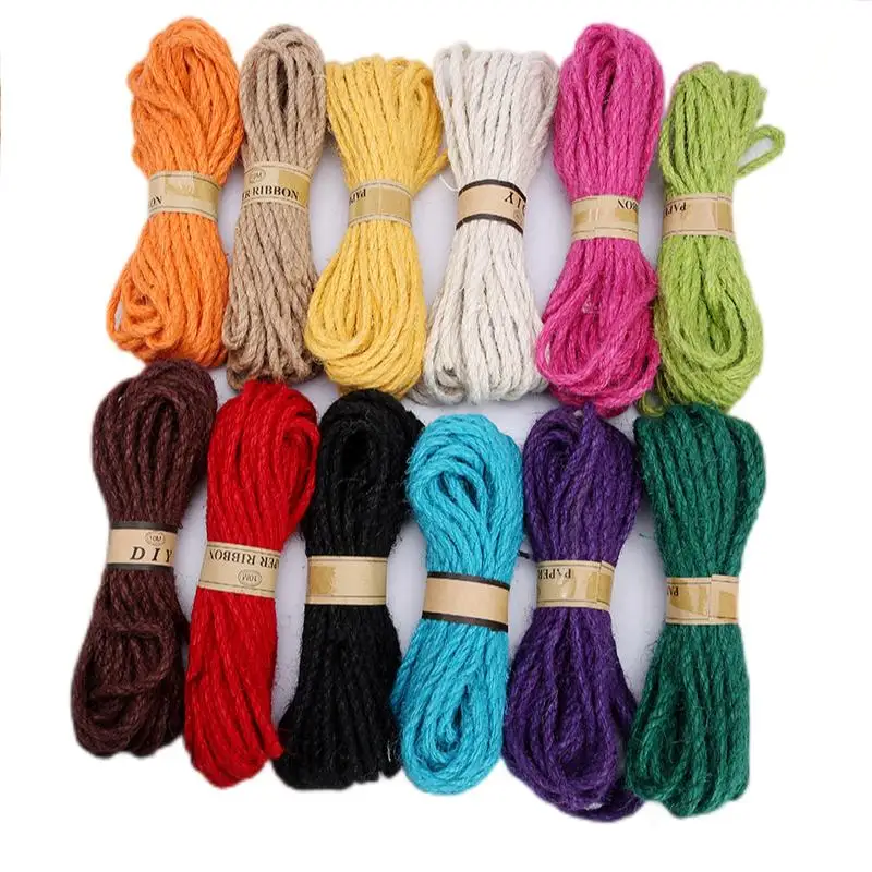 6mm Jute Rope Colorful Hemp Rope For DIY Party Decoration Accessories 10Meters Per Roll