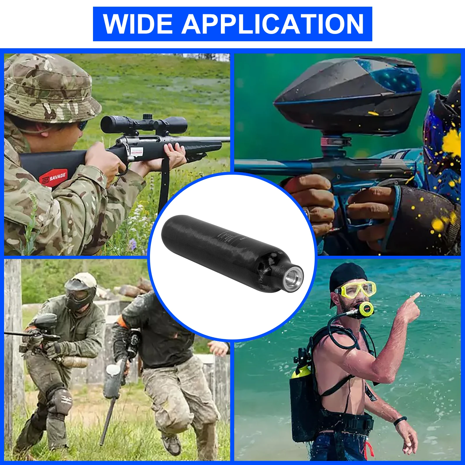 GP Competitive Price Practicability Home Use High Pressure 0.3L 3000psi 300bar Small Paintball Breathing Carbon Fiber Air Tank