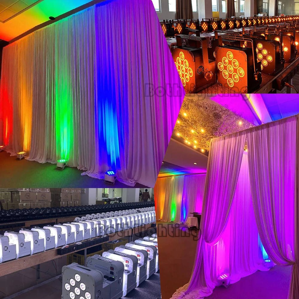 Bothlighting 9*18W Led Battery Wireless Lights RGBWAUV 6in1 Flat Led Par Uplight DJ Event Entertainment