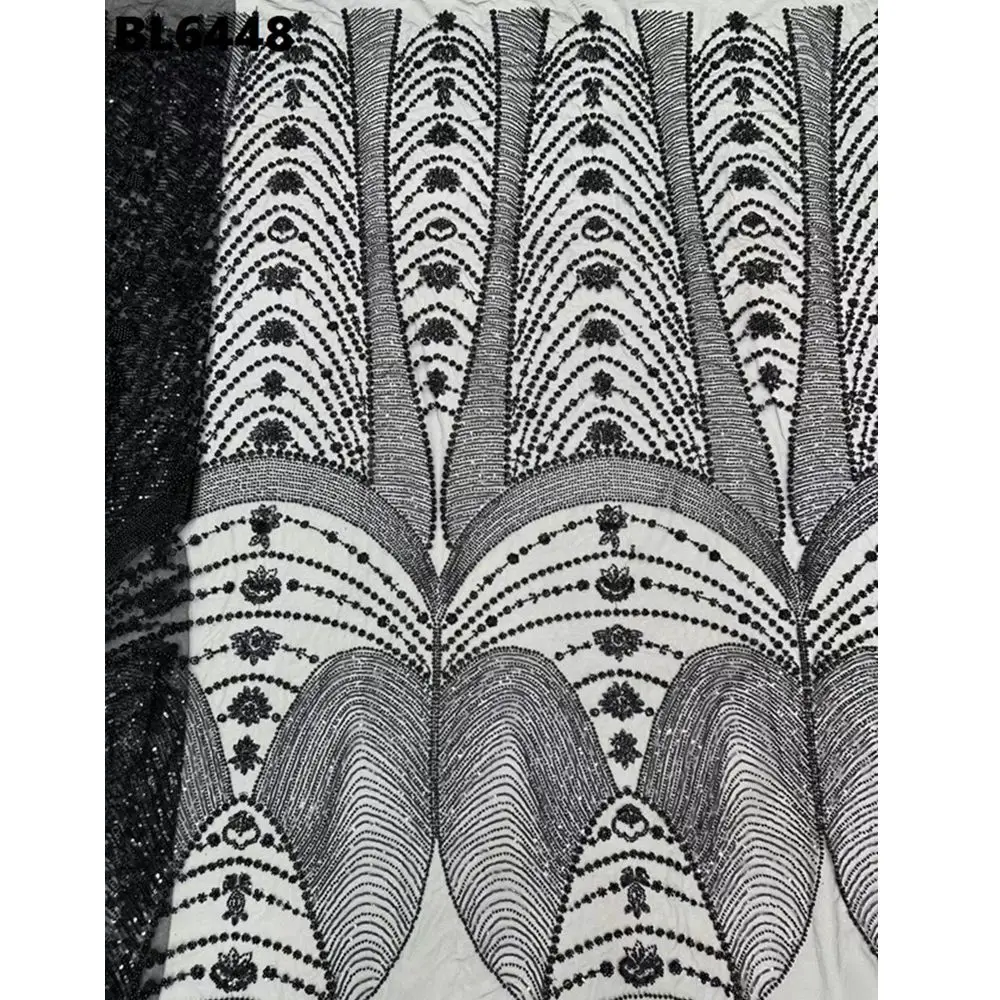 Luxury Milan Fashion Week Custom Wedding Dress Fabric White French Embroidery Beaded Sequin Lace For Evening Wedding gown fabric