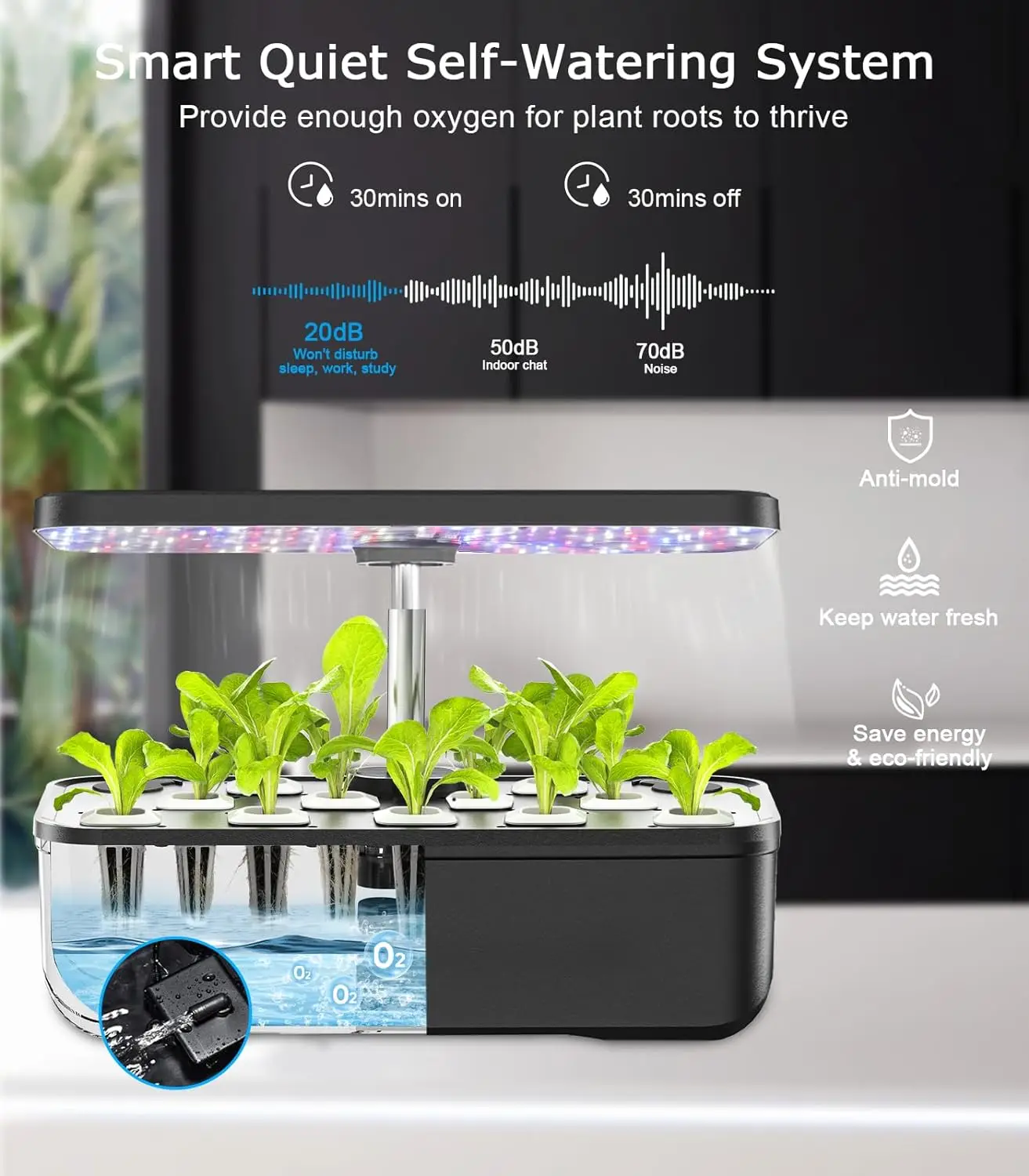12 Pods Hydroponics Growing System with LED Grow Lights, Smart Indoor Garden Planter, Plants Germination Kit smart garden