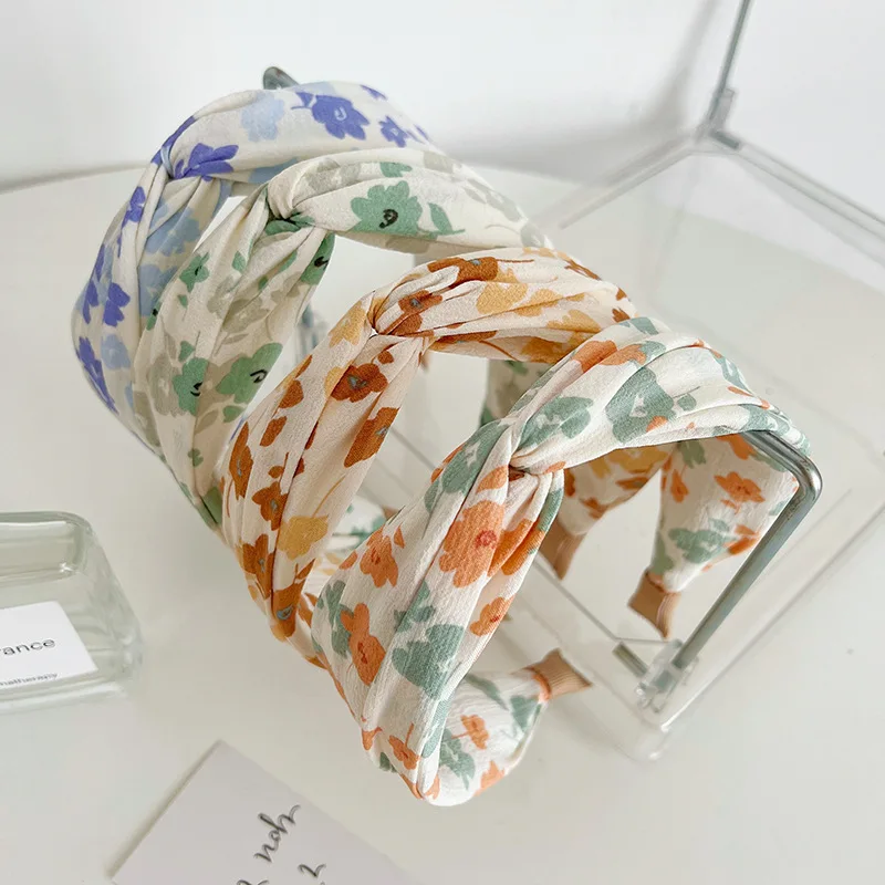 Summer Floral Cross Knot Headband  Popular for Net Red Washing Face and Rustic Look