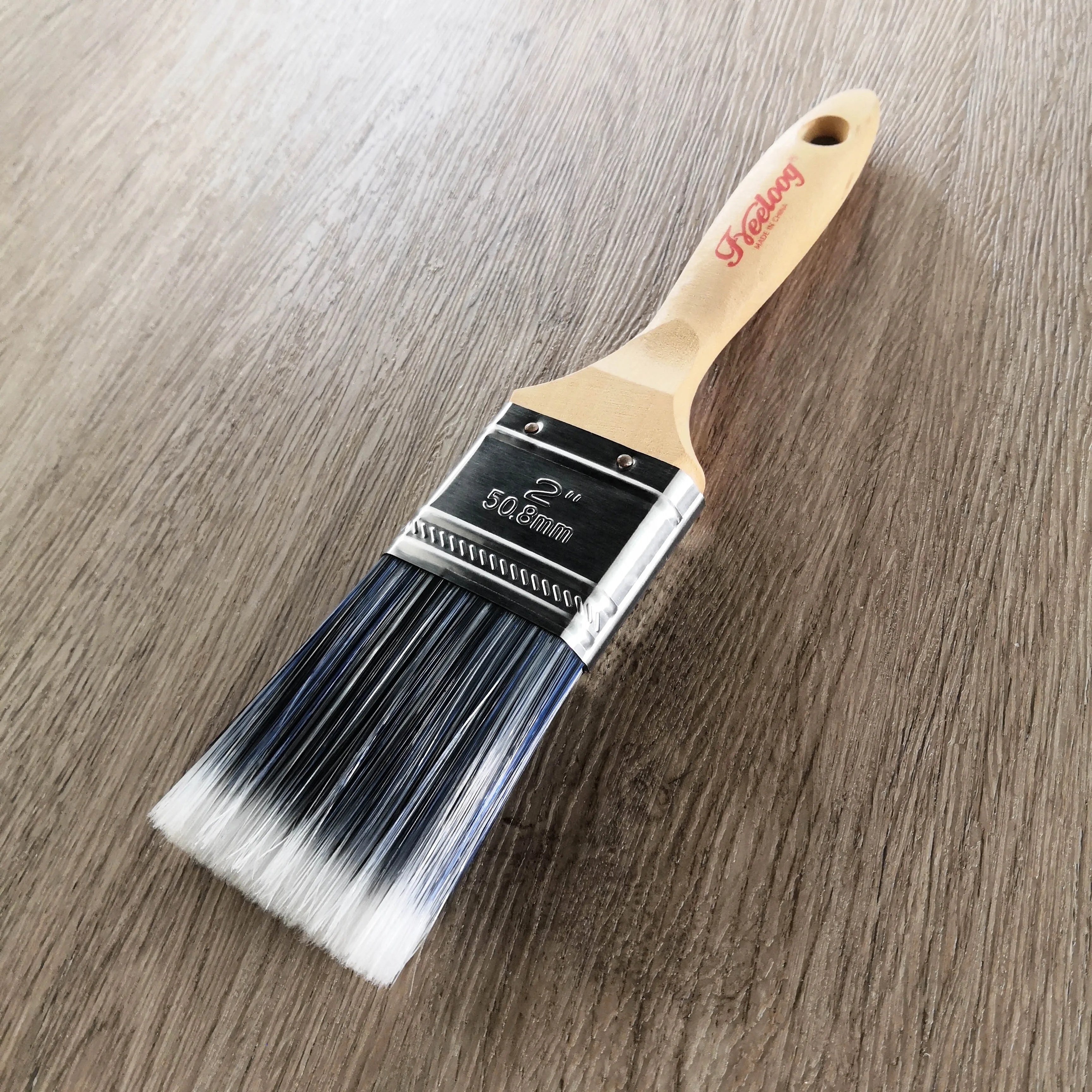 customized 2 inch 100% polyester wooden handle flat sash paint brush