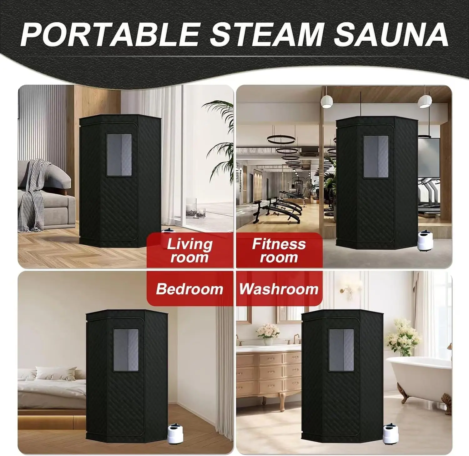 Full Body Home Steam Sauna Set, 4L Large Steam Pot One Person Portable Sauna Spa with Time & Temperature Remote Control