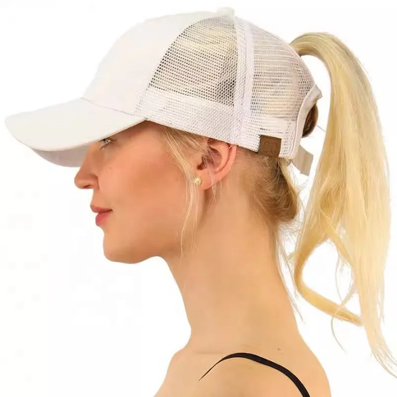 BSCI GRS Factory Pony tail hat Custom Ponytail Mesh Baseball Cap for Women,pony tail hats,glitter Ponytail Trucker Hat