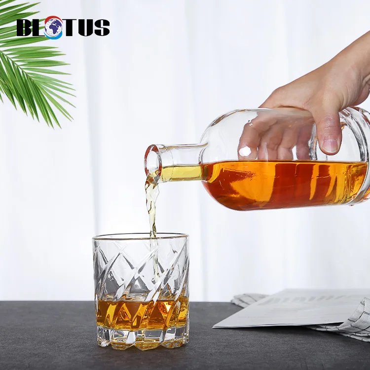 Custom Whiskey Glasses And Whiskey Bottle  Clear Round Classical For Brandy  Tequila Liquor For Fathers Day DIY Whiskey Making