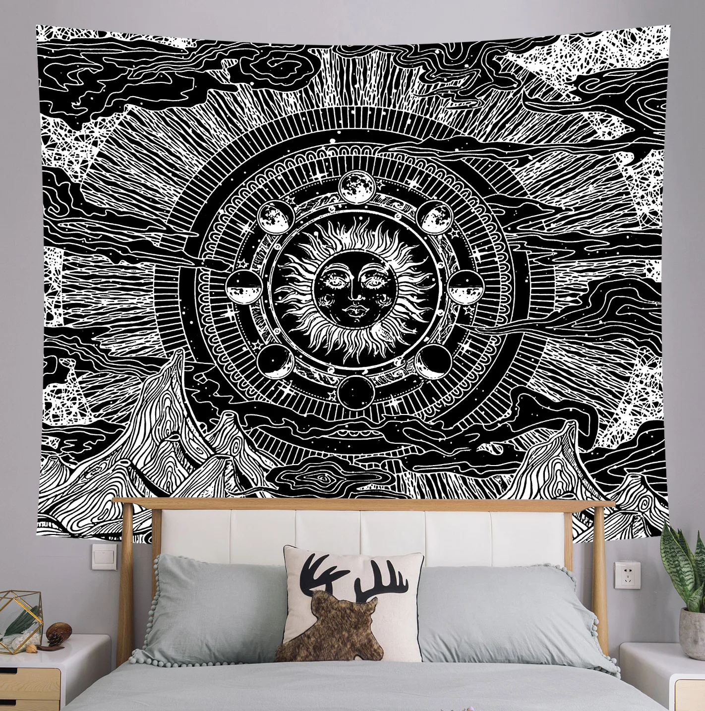 Indian Mandala Tarot Tapestry Bedspread Cover Beach Towel Blanket Decor Hanging Carpet Bohemian Psychedelic Background Cloth