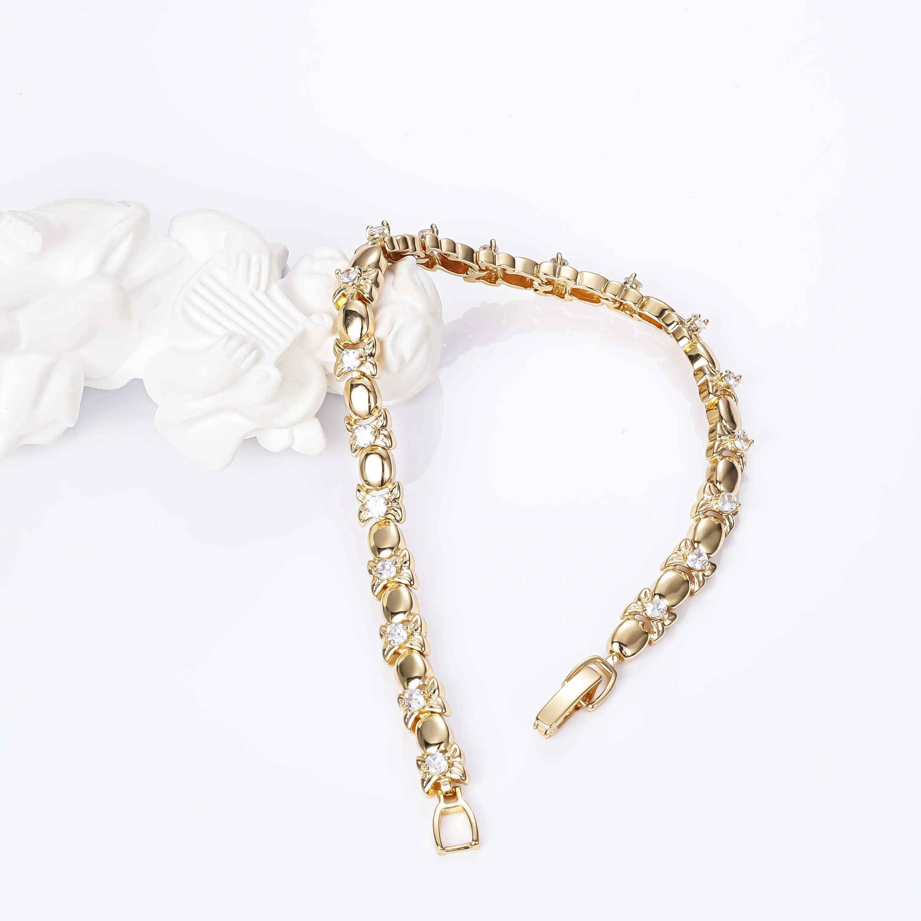 CM jewelry fashion wholesale flower hot sell 18K gold plated oro laminado 18k Zircon bracelet tennis bracelet for women