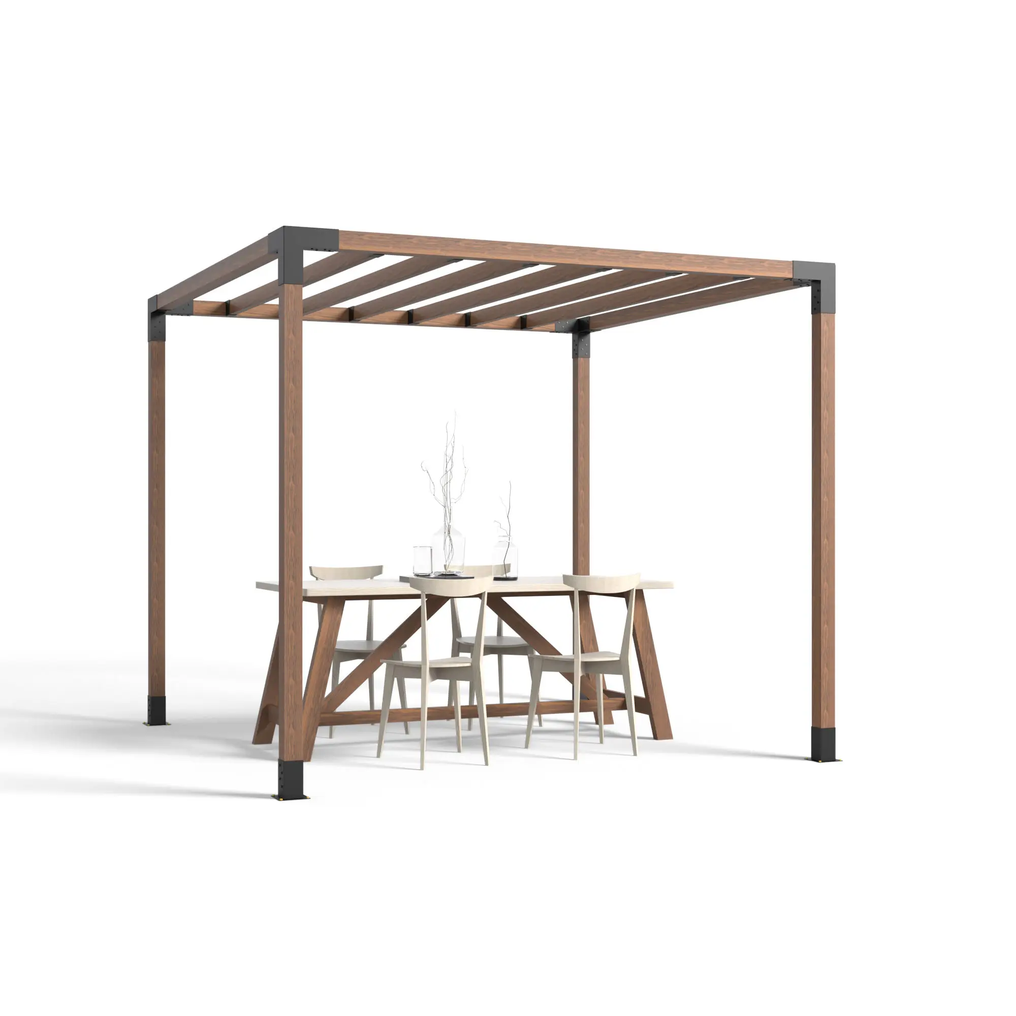 Pergola Kit DIY Elevated Wood Stand Kit Steel Bracket Heavy Duty Outdoor Garden Pergola Bracket For 4x4 6x6