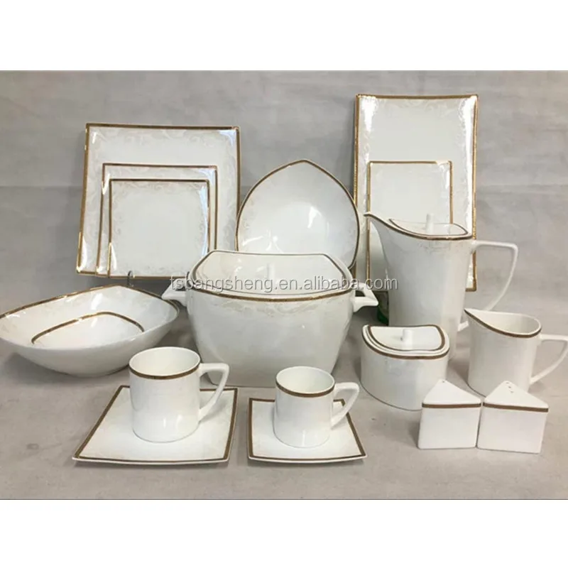 66pcs bone china dinnerware sets Cheap price wholesale home or hotel Luxurious Design dinner set bowls plates