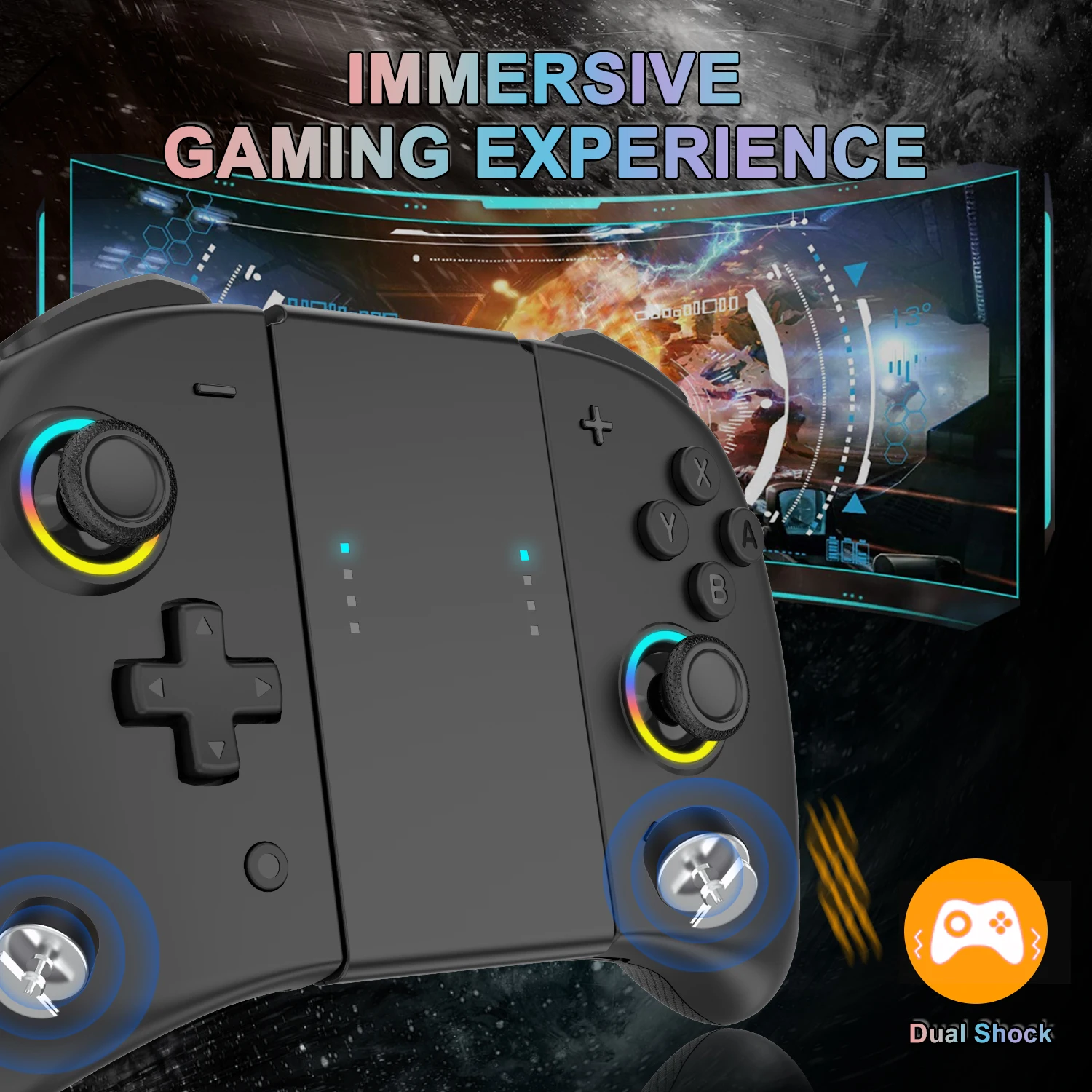 Joy Pad Controller for Switch/Switch OLED, Wireless Replacement Switch Controller 8 Colors Adjustable LED Joypad Controller