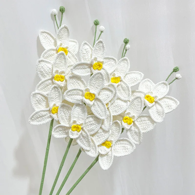 Tianjin SY Artificial crochet Butterfly Orchid  Phalaenopsis Flowers  Artificial Orchid Stem Plants for Wedding Home Decoration