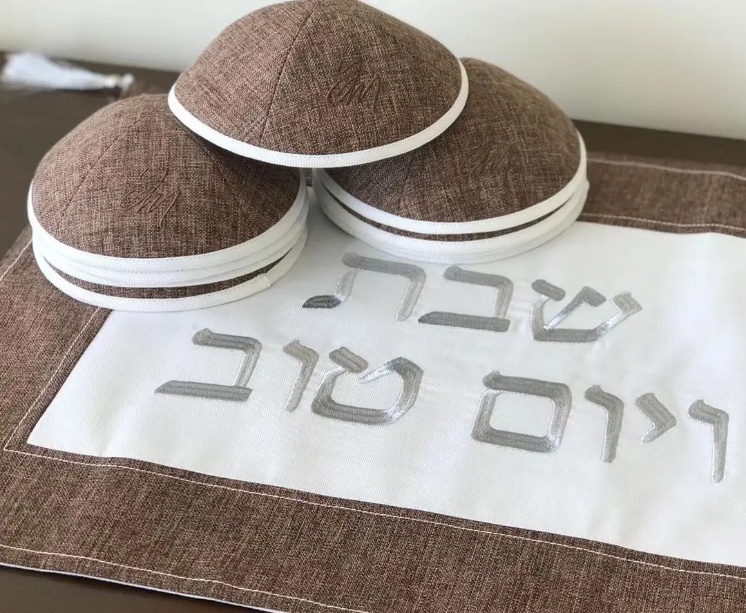 Hand Knitted Crocheted Wholesale Kippah Linen Men Women kippah Hat Jewish Linen Deluxe Jewish Kippah Yarmulke Kippot