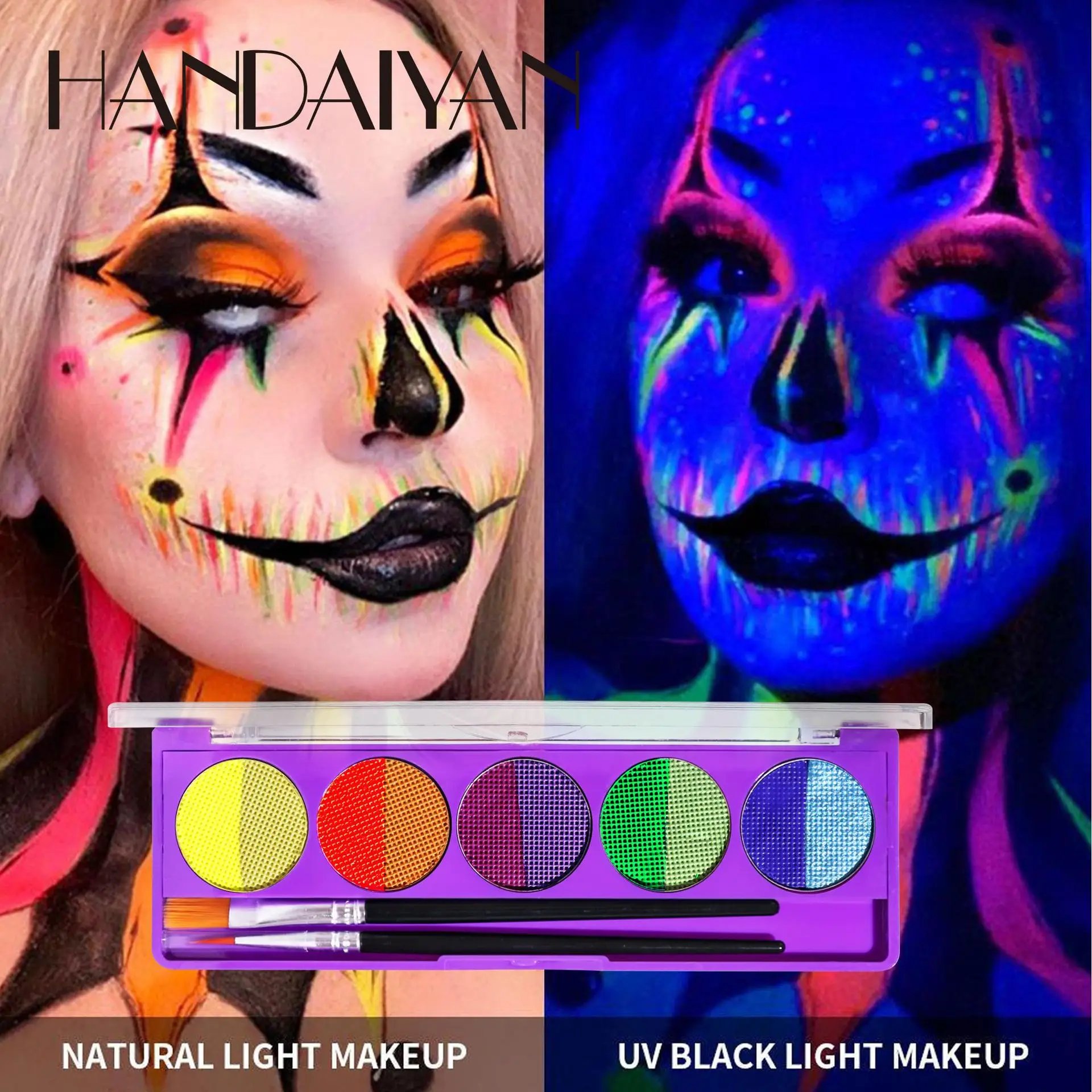 10 colors Fluorescent Water Activated Face Body Paint Palette UV Light Flash Halloween Party Makeup Painting Pigment