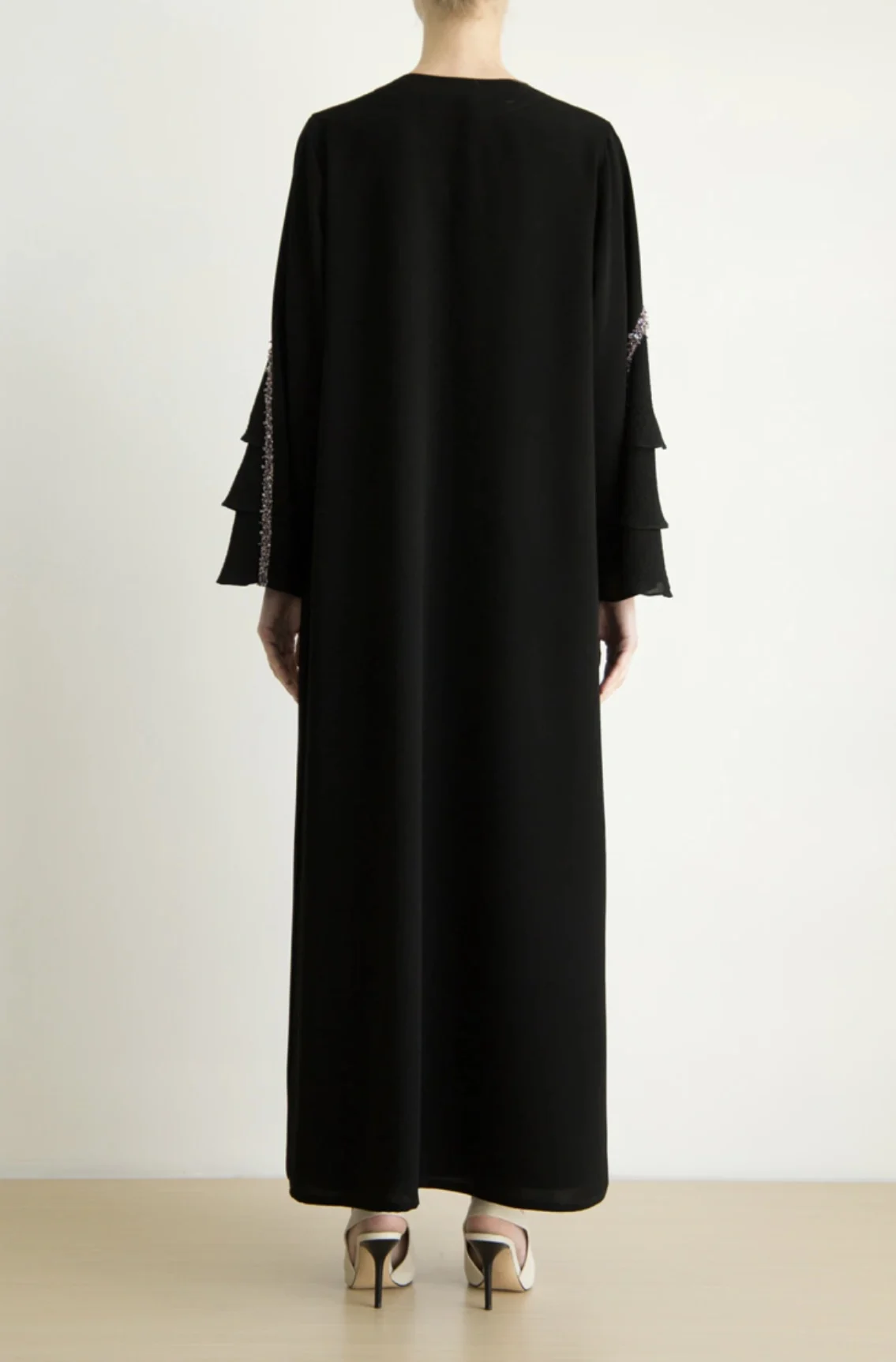 Saudi Arabic White Muslim Abaya Dress Long Sleeve Abaya Dress