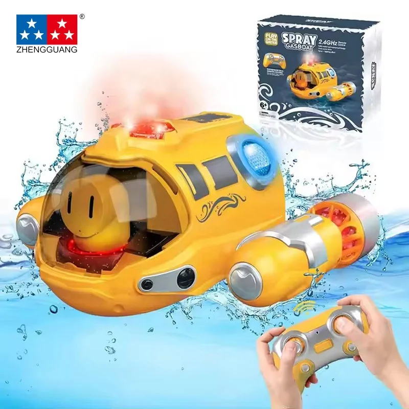 Zhengguang Toys Waterproof Rechargeable Electric Remote Control Speedboat Water Toys 2.4G Mini RC Boat With Spray for Kids