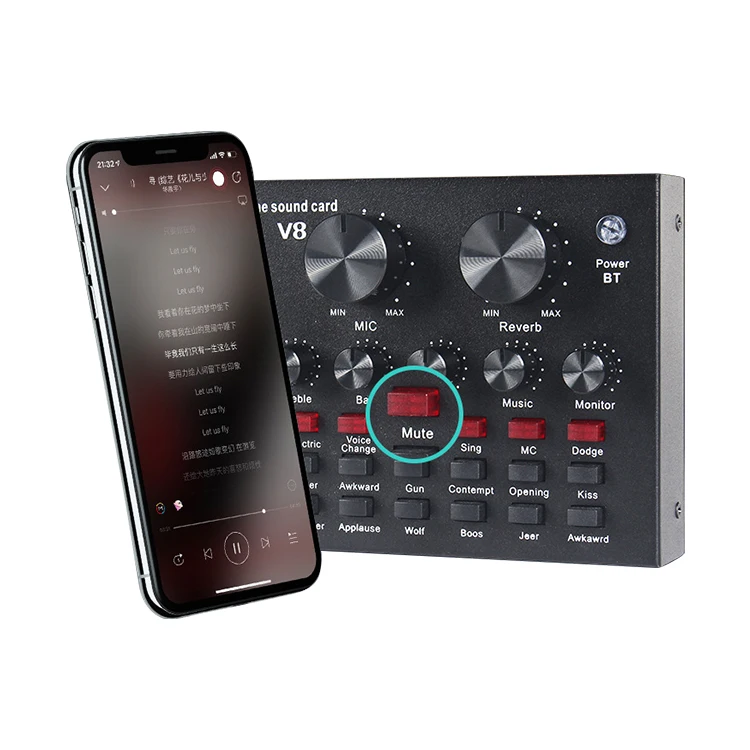 Factory Price V8 Soundcard Hot Sale V8 Sound Card for Computer Phone