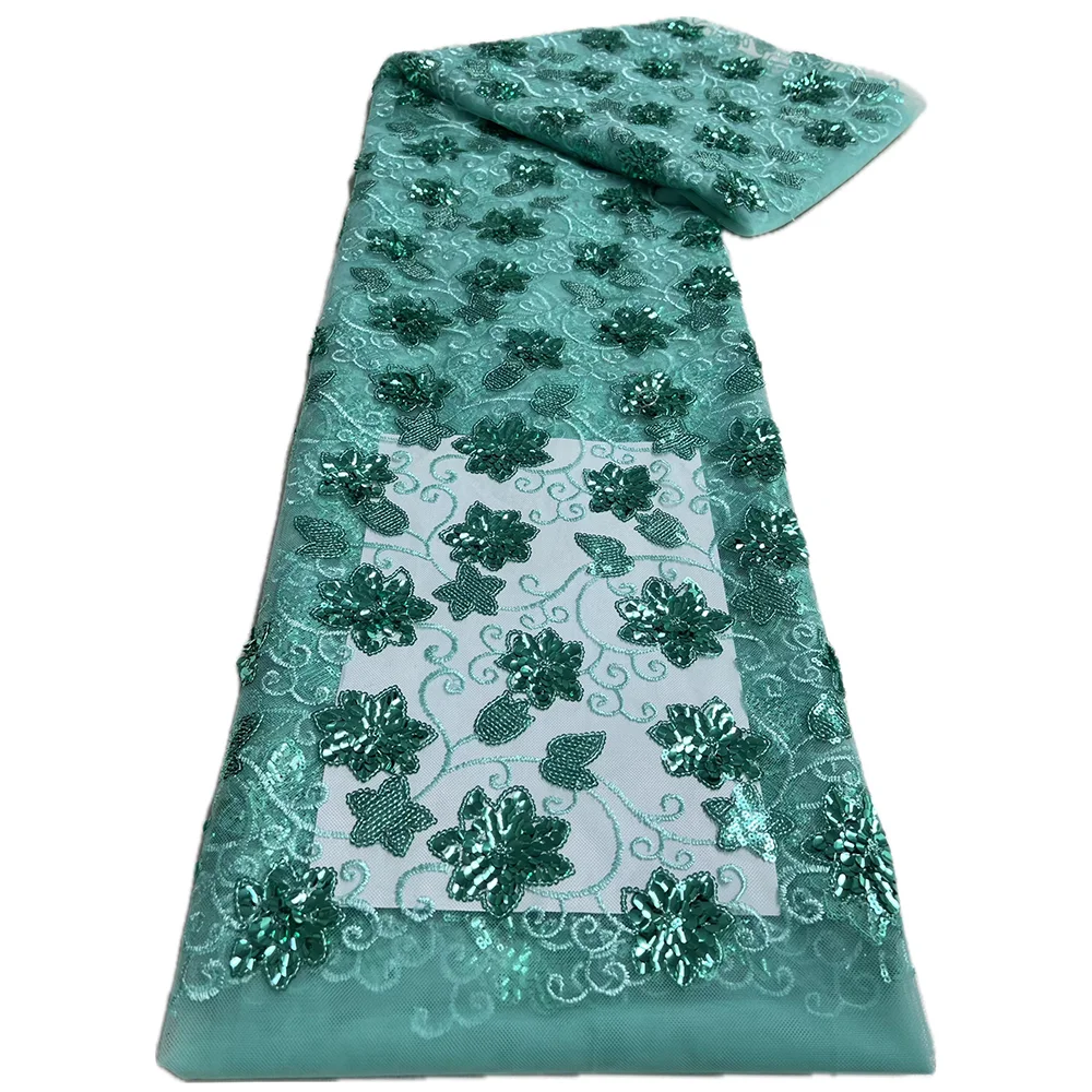 NI.AI Pretty Sequin Beaded Lace Pearls Sequin Fabric Embroidered Sequins Stripe Lace Fabric For Formal Dress Lace Fabric