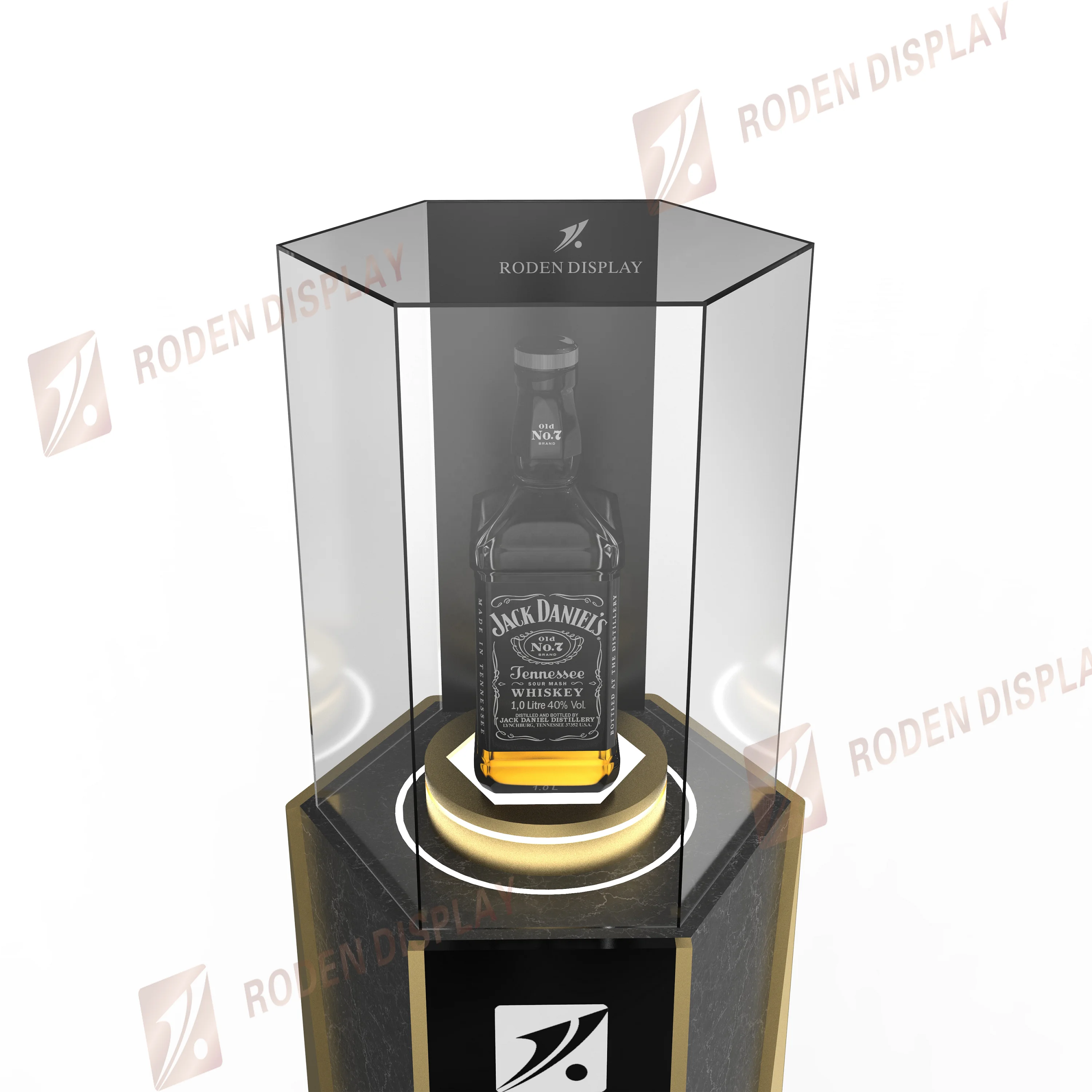 High Luxury LED Whisky Beer Bottle Glorifier Wine Display Floor Stand Whisky Glass Showcase