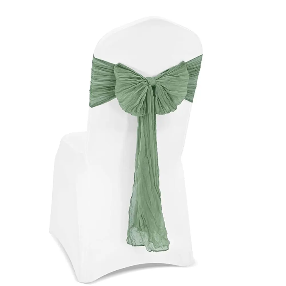 Hot Sell Cheesecloth Sage Green Chair Sashes Drapes 16x108 inch Wedding Event Party Decorative Rustic Gauze Chair Bows Ties