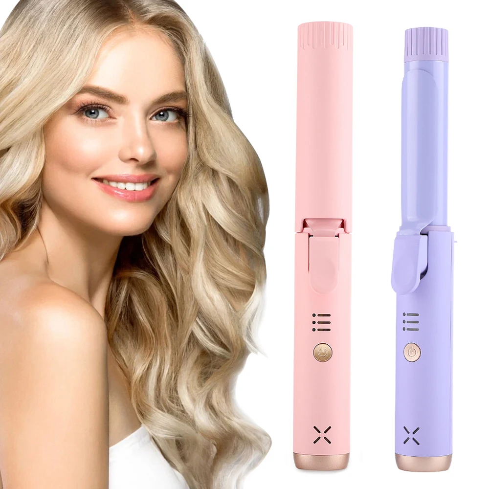 Portable USB Rechargeable Hair Curling Iron Wand Cordless Hair Curler