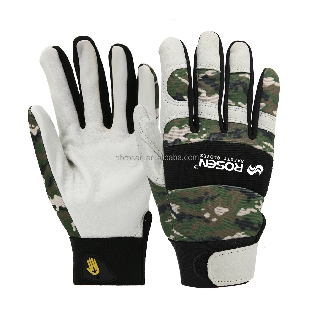 All Size Leather Camouflage Touchscreen Anti Cut Elastic Cuff Thorn Proof Yard Gardening Mechanic Men Woman Work Gloves