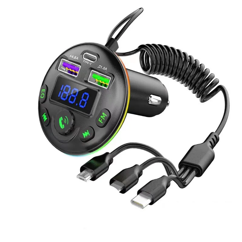 BT 4.8A Fm Transmitter Radio Handsfree Car Kit Dual USB Charger Car Mp3 Player U Disk Music Player Car modulator
